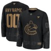 Vancouver Canucks Dresy Personalizované Fanatics Military Appreciation Practice 2024-25 Černá - Pánské